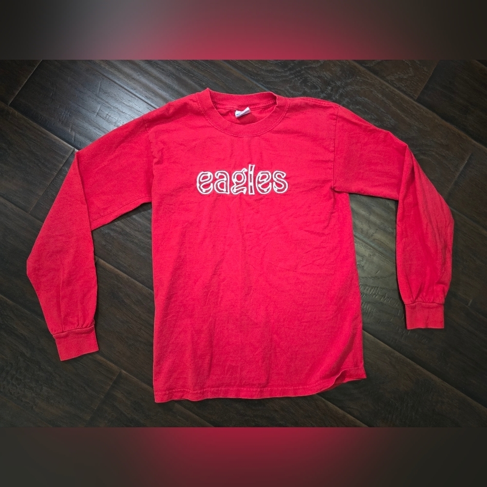 Eagles Red Long Sleeve Comfort Crewneck Gildan Tee Small